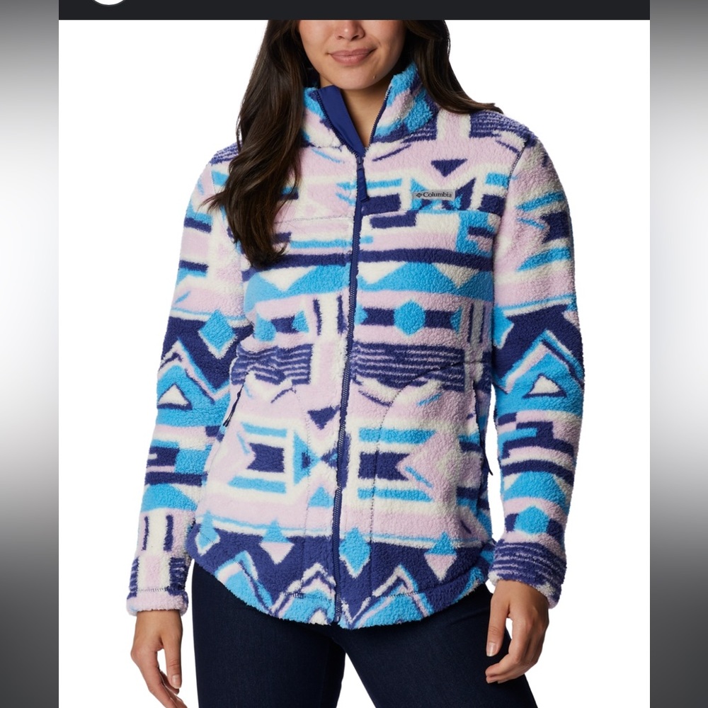 Columbia Women's West Bend Full Zip Fleece Jacket In Aura Print size XL - Picture 4 of 12